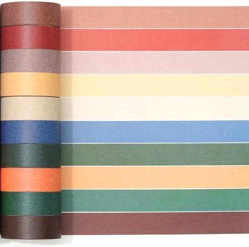 YUBBAEX 20 Rolls Solid Colors Washi Tape Set Pastel Colored Masking Rainbow Decorative Tapes, Designer's Selection