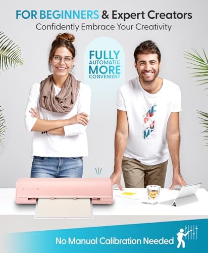 Silhouette America Cameo 5 Alpha (α) - Smart Cutting Machine for Print & Cut - Quiet Operation with AutoBlade, Studio Software, Cutting Mat- Vinyl, Paper & Fabric Compatible - Matte Pink