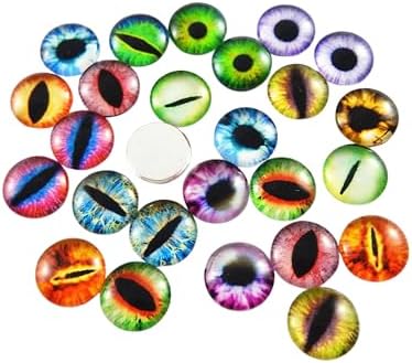 Julie Wang 12mm 60pcs Mixed Dragon Eyes Round time gem Cover Glass Cabochon Dome Cameo Pendant Settings