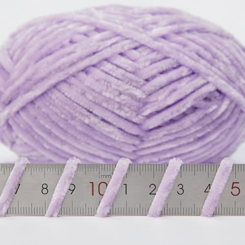 NICEEC 3 Skeins Soft Chenille Yarn 3 x85m (3X 93yds, 3X 50g)_Light Purple