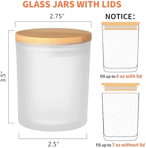 SUPMIND 15 Pack Empty Candle Jars, 7oz Frosted Glass Jars with Bamboo Lids