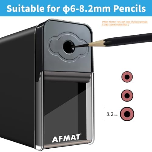 AFMAT Long Point Pencil Sharpener, 8-20mm Long Pencil Nibs, Self-Feed & Adjustable Pencil Sharpness, Artist Pencil Sharpener Manual for φ6-8.2mm Charcoal/Art/Drawing/Sketching/Colored Pencils PS10