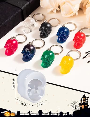 12 PCS Mini Skull Resin Molds, Little Skull Molds 12 Pcs Key Ring Accessory