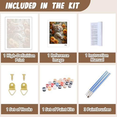 XTCIXAL Paint by Numbers Kit for Adults Cat, 16X20 Inch