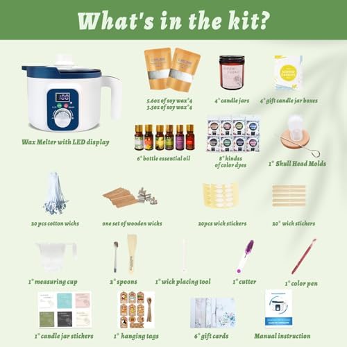 Complete Candle Making Kit for Adults with Digital Wax Melting Pot