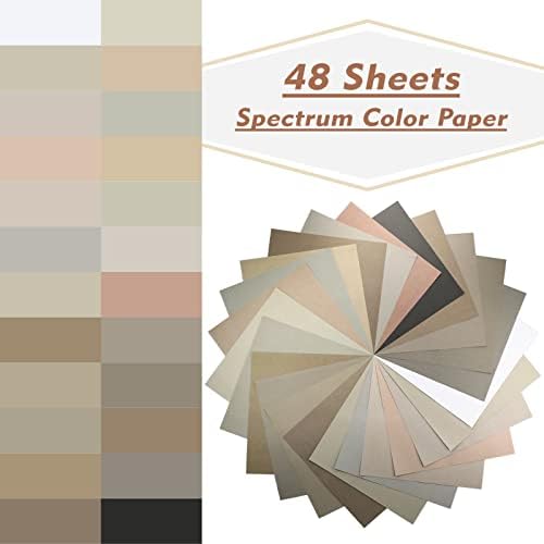 Livholic 48 Sheets 12x12 scrapbook paper Earth Tones Colored Card Stock Printer Paper Greys 120 gsm 32 lb Neutral Color for Cricut