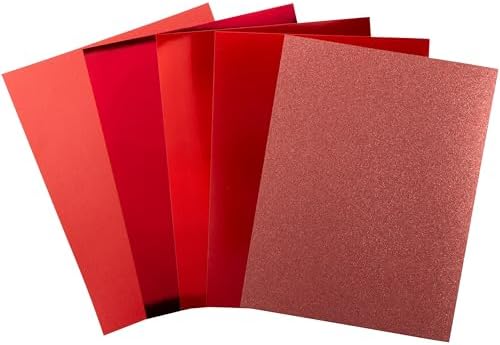 Shimmer Cardstock Paper 8.5 x 11- Assorted Glitter, Metallic, and Pearl Sheets for Crafts, Scrapbooking, Card Making - 20 Pack, 85lb Heavyweight, 230 GSM, Red