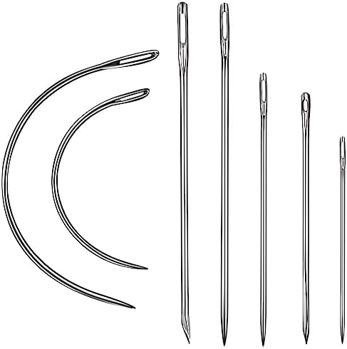 Heavy Duty Hand Sewing Needles Kit, 28 PCS Leather Sewing Needles with 20 Leather Hand Sewing Needle and 8 Curved Needle for Home Upholstery, Leather Needles for Hand Sewing, Carpet Canvas Repair