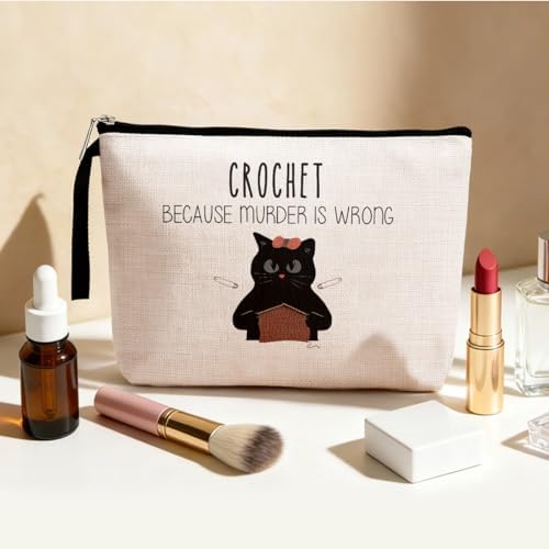 Hanamiya Na Crocheting Funny Makeup Bag Knitting Gift Crochet Gift for Crochet Lovers Knitting Lovers Crocheter Cosmetic Pouch Knitting Cosmetic Bag Funny Humor Novelty Sarcasm Zipper Pouch