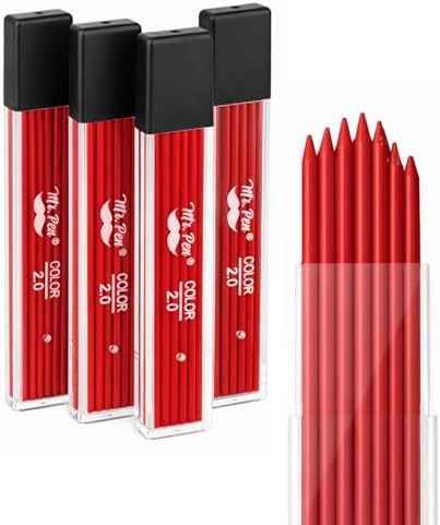 Mr. Pen- 2.0 mm Lead Refills, 48 Pack (12 per Tube), Cherry Red