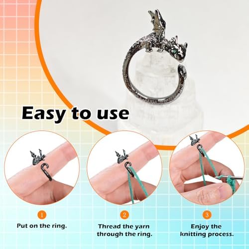 4pcs Knitting Crochet Loop Ring for Fingers Metal Open Yarn Guide Crochet Rings