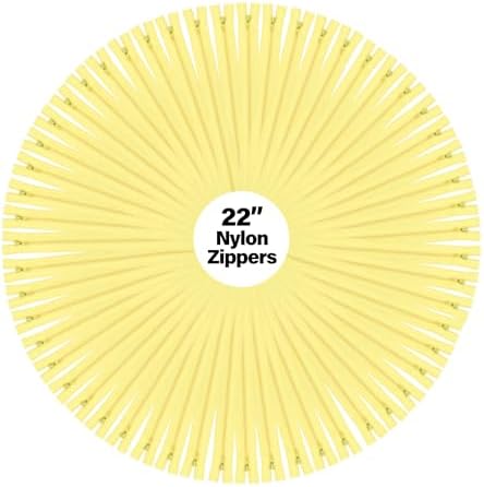Mandala Crafts 60 PCs Butter Yellow Closed-End 22" Nylon Zippers for Sewing