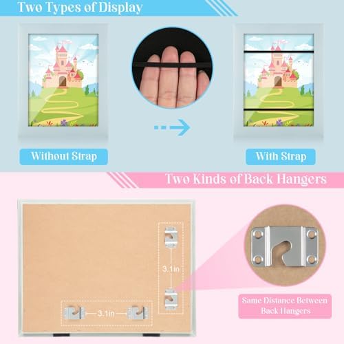 [2-Pack] Kids Art Frames, 8.5x11 Front Opening Kids Artwork Frames Changeable, Light Green Artwork Display Storage Frame for Wall, Holds 50 Pcs, for 3D Picture, Crafts, Children Drawing, Hanging Art,