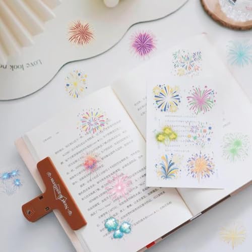 50Pcs Firework for Scrapbooking,Self-Adhesive Transparent Stickers Scrapbook Supplies Journaling Supplies for Adult Card Making Letters DIY Water Bottle Cards Decoration