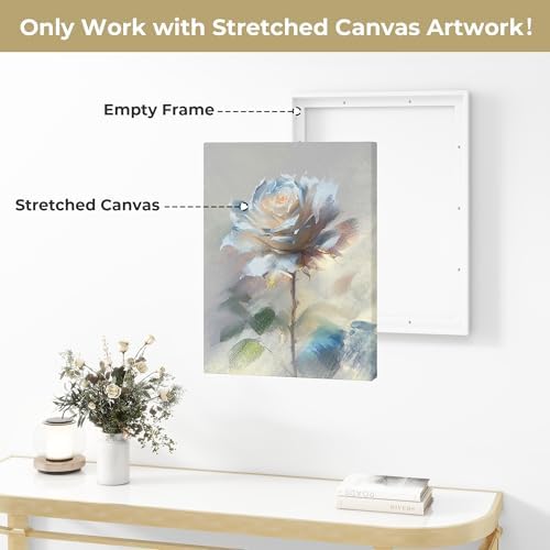 Venusmiles Canvas Frame 8x10 Frame for Canvas Painting Floating for 1" Deep, Floater for Canvas Artist Panel Oil Painting Wall Art Décor, Vertical or Horizontal Picture Wall Decor, White