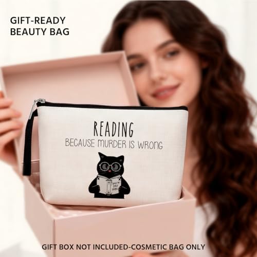Reading Gifts, Gifts for Teacher Students Funny Gifts for Librarians, Book Lovers, Writers, Readers, Bookworm, Bookish, Women & Men Girls Teens Unique Humor Novelty Sarcasm Reading Makeup Bag