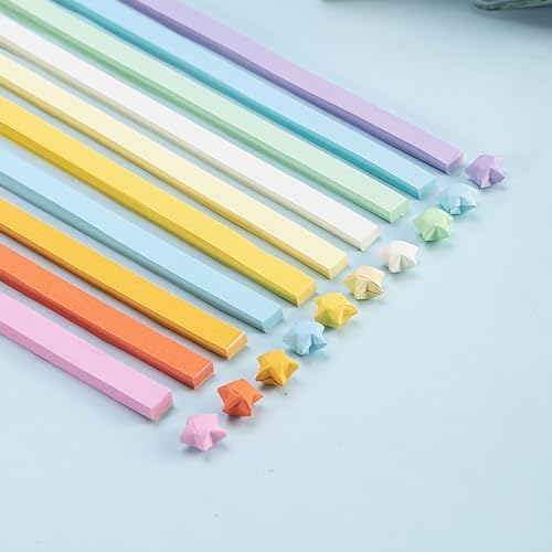 1080 Sheets Origami Star Paper 10 Assortment Color Strips Double Sided Lucky Star Decoration Folding Paper for DIY Hand Art Supplies (10 color-1080 sheets)