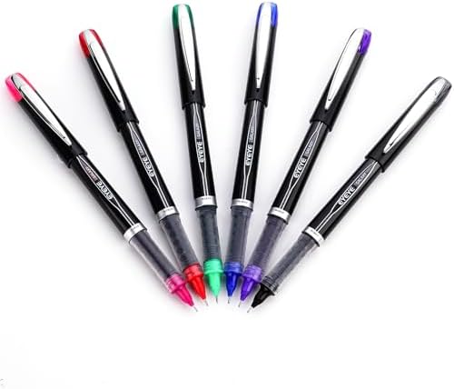 EYEYE 0.5mm Rollerball Pens 6 Assorted Colors, Extra Fine Point Needle Pen Quick Dry, Liquid Ink Pens Fine Point Smooth Writing Pen for Journaling, Note Taking, Office, School Supplies