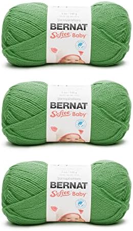 Bernat Softee Baby Yarn for Crocheting Soft, Grass Green, 3-Pack
