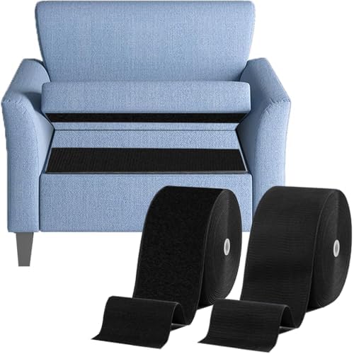 SOURRI 4'' x 20Ft Large Self Adhesive Heavy Duty Hook and Loop Sheet Tape Fastener Strips, Keep Couch Cushions from Sliding, Rug Gripper Tape & Pads