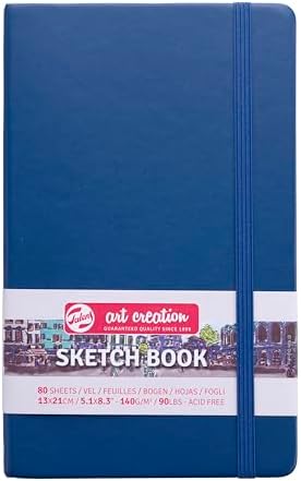 Talens Art Creation T9314-232M 452191 Talens Art Creation Sketchbook Drawing Notebook 5.1 x 8.3 inches (13 x 21 cm), Navy Blue