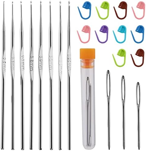 22 Pcs Crochet Hooks Set, Ergonomic Lace Crochet Hook Knitting Needles