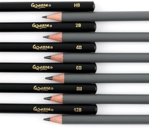 Cezanne Graphite Drawing Pencils Set - Assorted Set of 6 Break-Resistant Graphite Lead, Easy-to-Sharpen Sketch Pencils, Master Artist Quality Graphite Pencils for Technical and Artistic Drawing