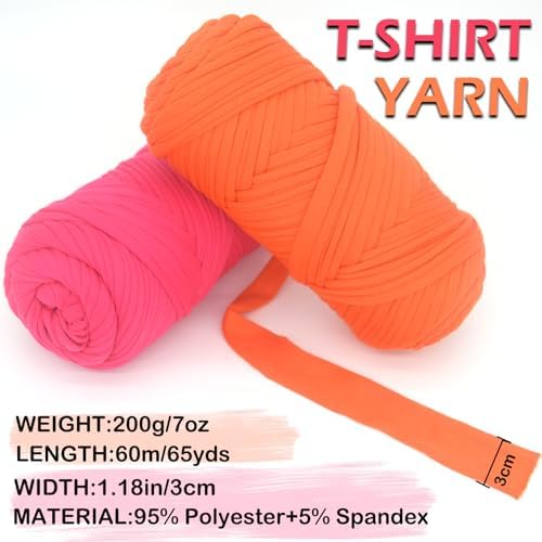 2 Pack Tshirt Yarn for Crocheting,Brown T Shirt Chunky Elastic Fabric Thick T-Shirt Crochet Yarn for Beginners Crocheting Hand Knitting Bag/Basket/Coasters/DIY Crafts/Home Decor 2 * 200G(Dark Coffee
