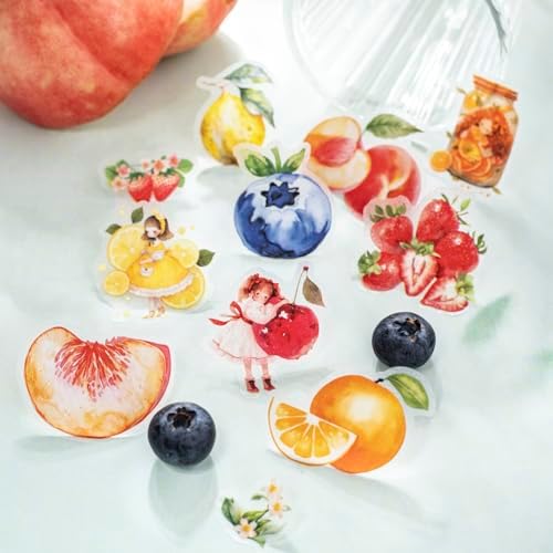 Alideco 6pcs Decorative Adhesive Tapes Vintage Characters Fruits PET Tape Great for Bullet Journal Supplies, Arts, Scrapbook, DIY Crafts, Planners (tiantianguoweiji)