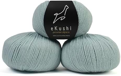 100% Baby Alpaca Yarn for Knitting & Crocheting - Set of 3 Skeins of Premium Yarn DK - Lightweight, Hypoallergenic & Thermal Peru Made - Ideal for Delicate Projects (AZ081 - Baby Blue)