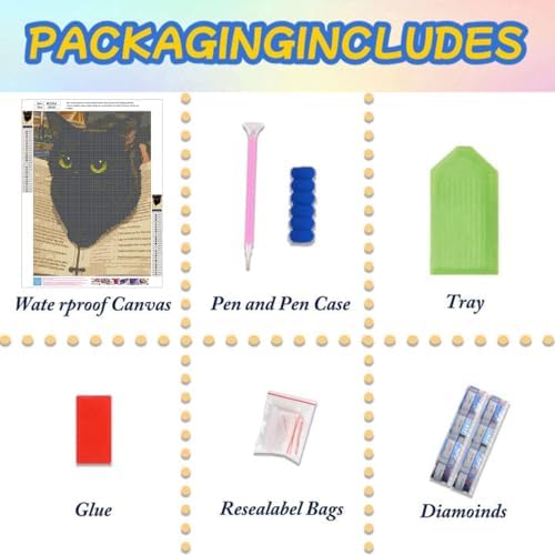 Lophomie Diamond Art Kits for Adults, 5D Cat Diamond Painting Kits 12x16 in