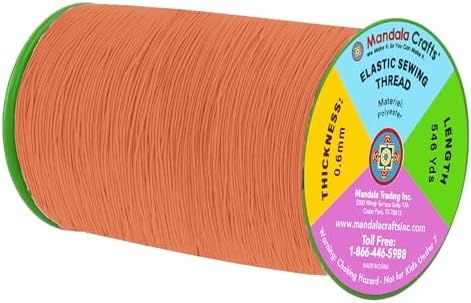 Mandala Crafts 0.6mm Terracotta Shirring Elastic Thread for Sewing, 546 Yds