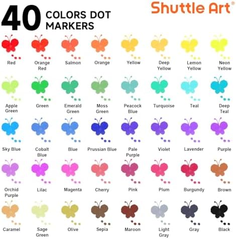 Shuttle Art Dot Markers, 40 Colors Washable for Toddlers with Free Activity Book, Bingo Daubers Supplies for Kids Preschool Children, Non Toxic Water-Based Dot Art Markers