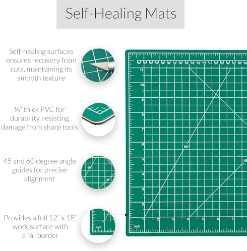 Breman Precision 12x18 Green/Black Self Healing Cutting Hobby Mat for Craft