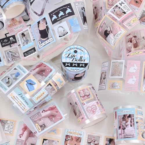 PET Washi Tape Stickers for Journaling Supplies,Phone Journal Tape Stickers