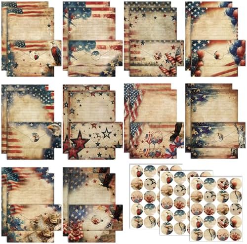 TaoBary 160 Pcs Patriotic Stationery Paper and Envelopes Set, 8.5 x 11''