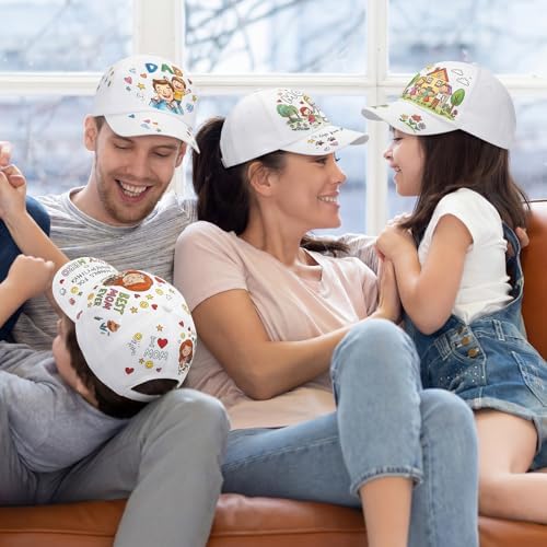 DIY White Baseball Hats Bulk for Adult Adjustable Blank Sports Baseball Hat with 24 Color Fabric Markers