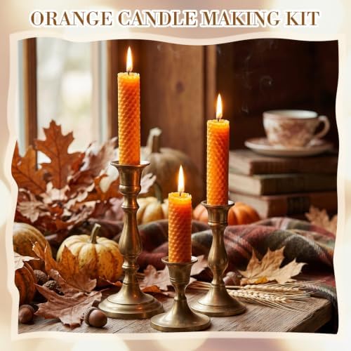Yuntau 24 Pcs Beeswax Candle Making Kit, 8 x 8 Inches, Orange