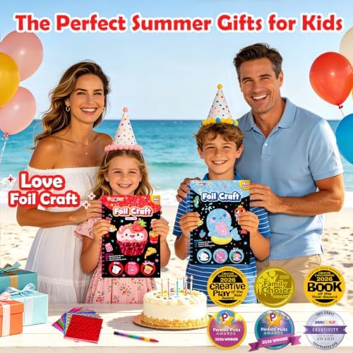 FUNNYB&G Foil Art Craft Kit for Kids, Sparkly Birthday Gift Toy for Girls | No Mess, Kids Ages 4-10 Create Sparkling Artwork, A Creative Gift for Birthdays, Holidays, Travel Activities,Screen-Free Fun