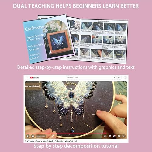 Bead Embroidery Kit for Adults with Instructions Video and Gift Box