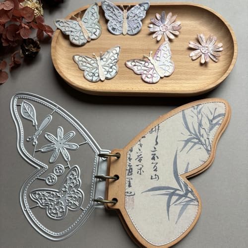 LZBRDY Vintage Charm Lace Frame Die-Cut - Carbon Steel Crafting Dies for Scrapbooking, Card Making, Greeting Cards and Journaling Supplies (Butterfly Loose-Leaf 5.4 x 4.3 in)