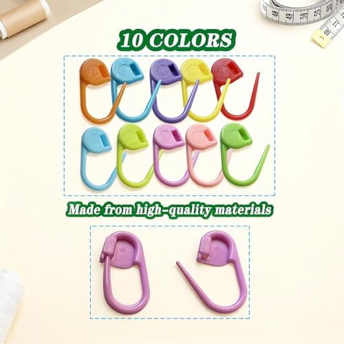 Meikeer 150PCS Stitch Markers for Knitting & Crochet, 10 Colors (Pack of 2) | Smooth Snag-Free Plastic Locking Clips for Knitting, Crochet, Sewing & DIY, Home & Travel, Beginners & Adults, 0.86x0.4in