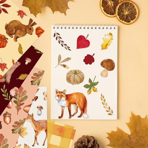 Haooryx Fall Watercolor Patterned Papers, 60 Sheets 11 Inch Animal Print