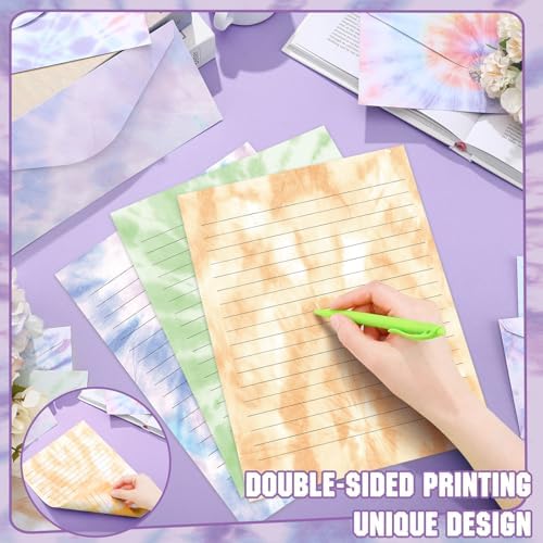 TaoBary 160 Pcs Tie Dye Stationery Paper and Envelopes Set, 8.5 x 11''