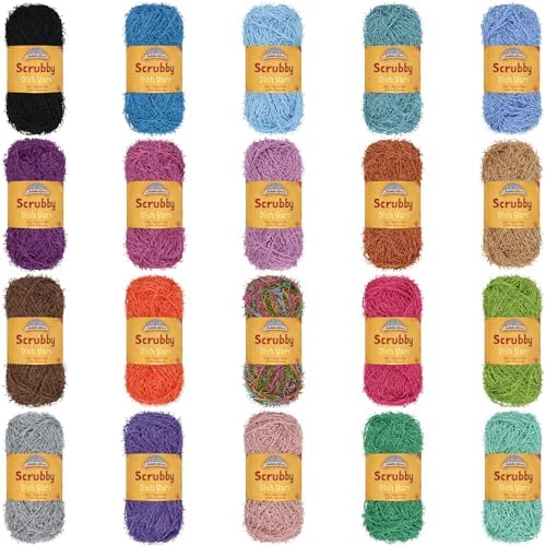 JubileeYarn Scrubby Dish Yarn - 50g/Skein Dishcloth Polyester - Variety Pack - 12 Skeins