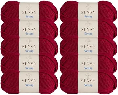 S Sensy Roving-Premium Acrylic&Wool #5 Bulky Yarn 10 Skein Burgundy 131yds