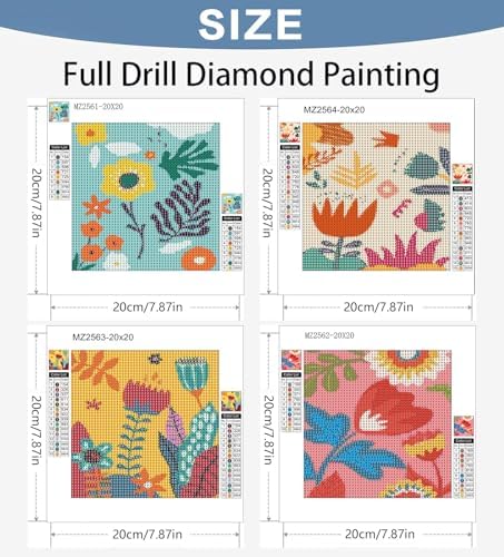 Benjenes 4 Pack Small Diamond Art Kit for Adults – Flowers Design