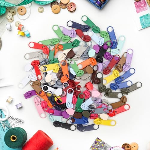 DOITEM 88Pcs Zippers Repair Kit Zipper Replacement 5# Zipper Pull Rescue Kit for Clothing Jackets Purses Luggage Backpacks (22 Colors)