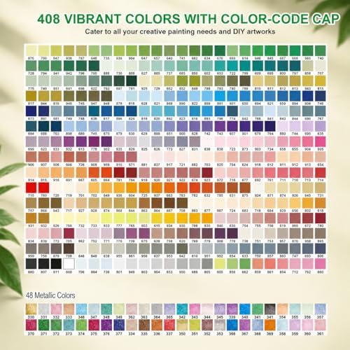 408 Acrylic Paint Markers with Storage Box, Soft Brush Tip Acrylic Paint Pens + 20 Refills, No Bleed Quick-Dry Waterproof Acrylic Markers Set for Rock Painting, Canvas, Wood, Glass, Crafts