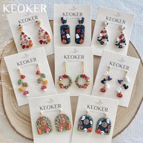 Keoker Mini Polymer Clay Cutters Halloween, 10 Shapes Halloween Clay Cutters for Polymer Clay Jewelry 3 Sizes(Micro. Mini, Small), Decoration to Make Halloween Earrings